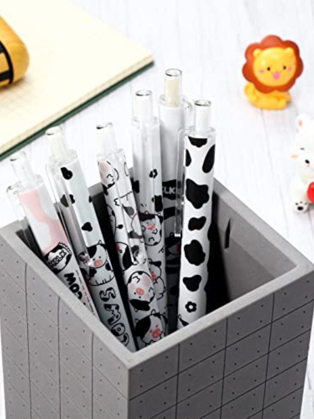 12 Pcs Cute‎ Cow Print Gel Pens and 6 Packs Sticky Notes with 5 Styles